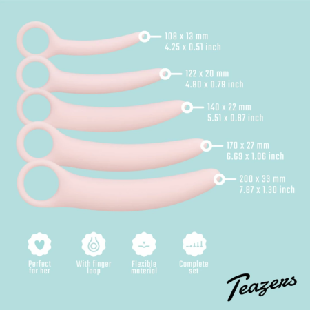 Teazers Silicone Vaginal Dilator Set - 5 Sizes, Flexible & Body-Safe