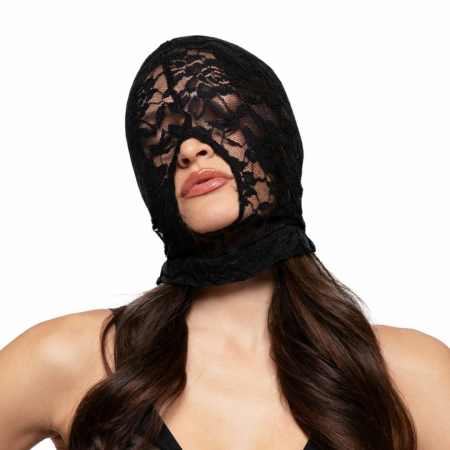 Bedroom Fantasies Lace Mask with Mouth Opening Black Elegant Design