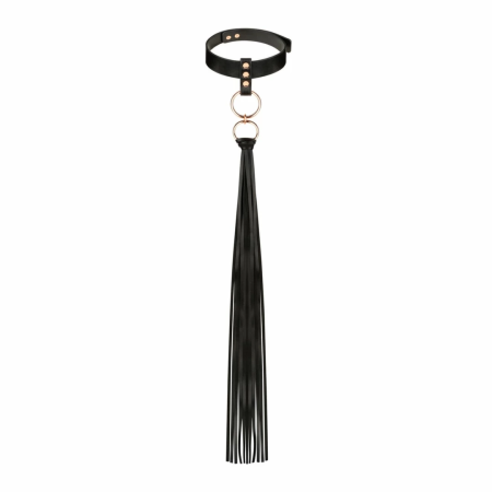 Rosy Gold Collar & Flogger Set Black - Elegant Adjustable Accessory