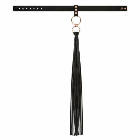 Rosy Gold Collar & Flogger Set Black - Elegant Adjustable Accessory