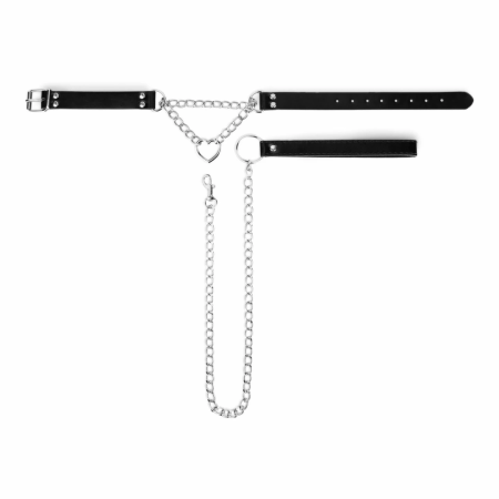 Bedroom Fantasies Silver Collar & Chain Set with Heart Accent