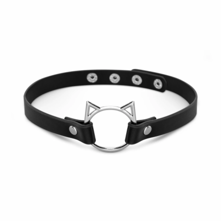 Bedroom Fantasies Kitty Choker Black Faux Leather Adjustable Collar