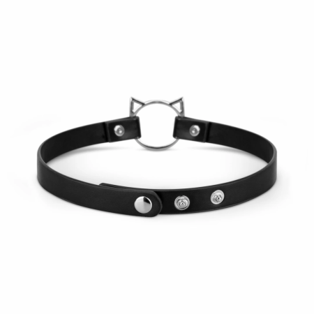 Bedroom Fantasies Kitty Choker Black Faux Leather Adjustable Collar