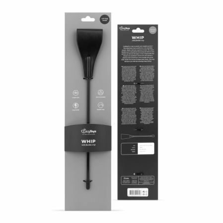 Ouch! Black Whip 42.5 cm - Faux Leather Handle & Wide Tip Impact Tool