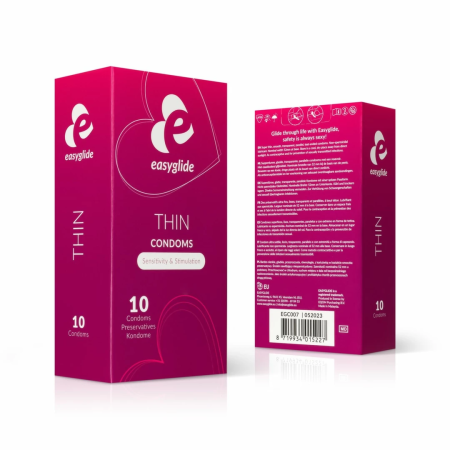 EasyGlide Extra Thin Latex Condoms 10-Pack Anatomical Shape