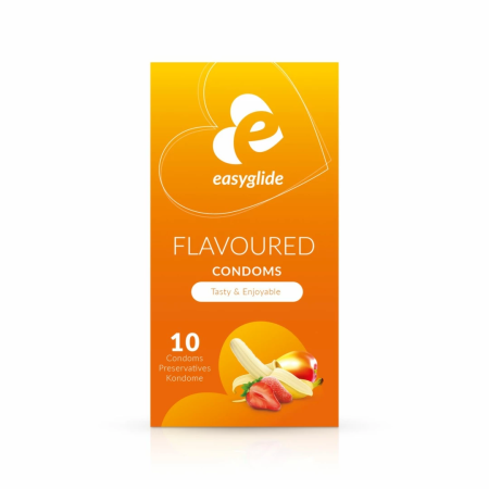 EasyGlide Flavored Anatomical Condoms 10-Pack - Fruit Aroma, Comfortable Fit