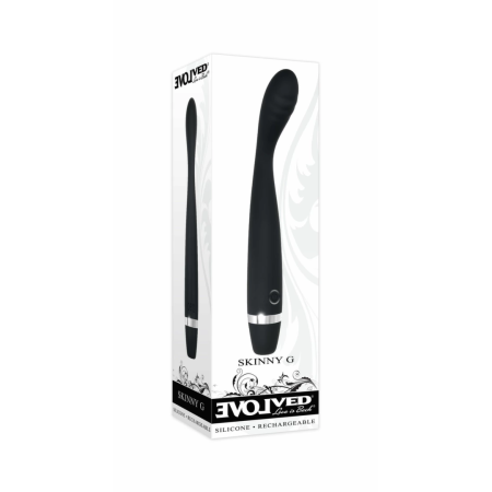 Evolved Skinny Curved Silicone Vibrator Black - 10 Modes, Waterproof