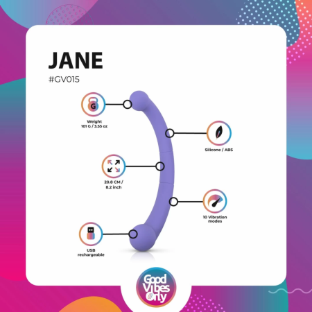 Good Vibes Only Jane Dual-Ended Silicone Vibrator Purple 10 Modes
