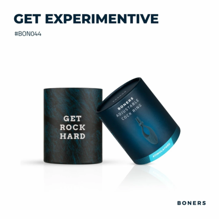 Boners Adjustable Stimulation Ring Blue - Rechargeable, Vibrating, Flexible Fit