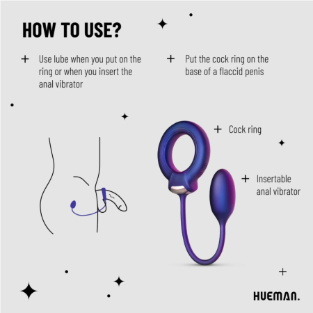 Hueman Vibrating Dual-Purpose Ring with Anal Ball Attachment