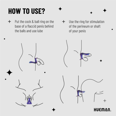 Hueman Vibrating Intimate Ring Blue Silicone 10-Mode Rechargeable