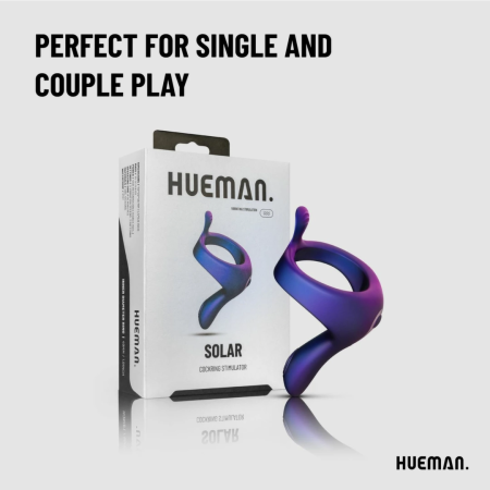 Hueman Vibrating Intimate Ring Blue Silicone 10-Mode Rechargeable