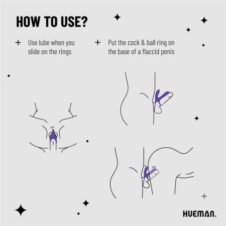 Hueman Vibrating Silicone Ring with Remote Control - 10 Modes, Blue