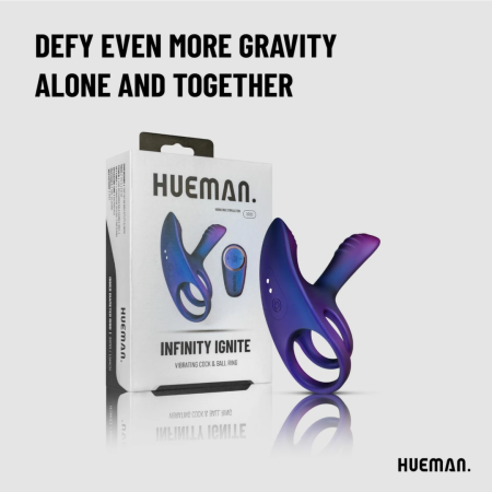 Hueman Vibrating Silicone Ring with Remote Control - 10 Modes, Blue