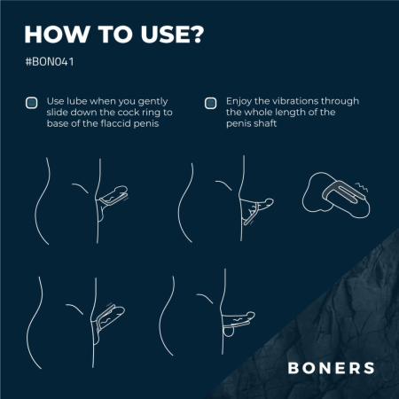 Boners Blue Silicone Stimulation Ring with 10-Mode Vibration System