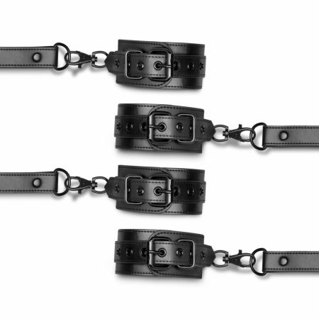 Ouch! Adjustable Faux Leather Hogtie Restraint Set, Black, Universal Size