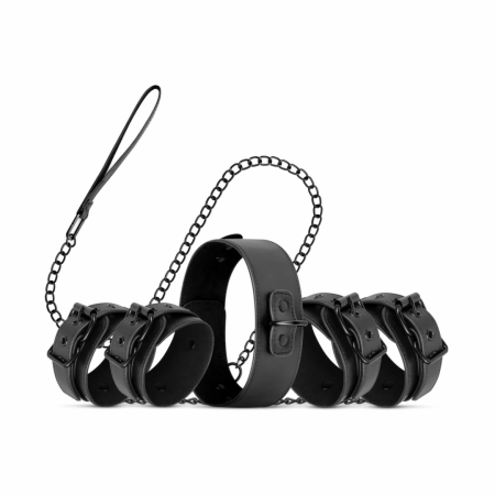 EasyToys Total Restraint Set Black - Adjustable Synthetic Leather Kit