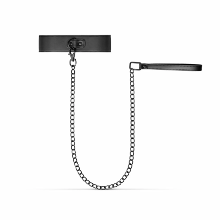 EasyToys Faux Leather Adjustable Collar with Metal Chain Leash 47cm