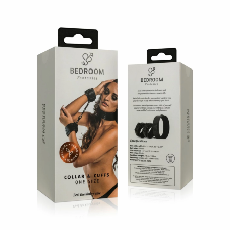 EasyToys Adjustable Faux Leather Collar & Wrist Restraints Set Black