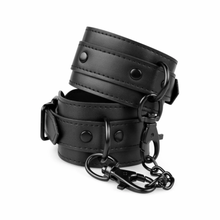 Ouch! Faux Leather Adjustable Ankle Cuffs Black 21-33 cm