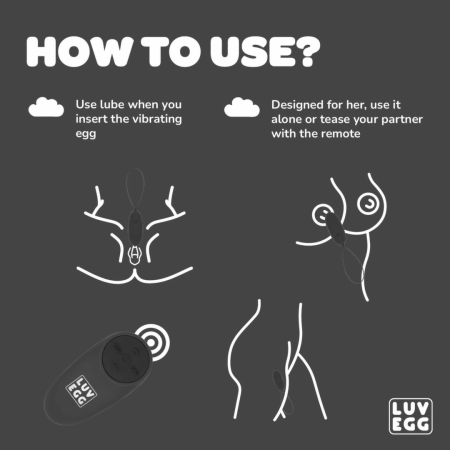 LUV EGG Black Wireless Silicone Intimate Device with 10 Modes