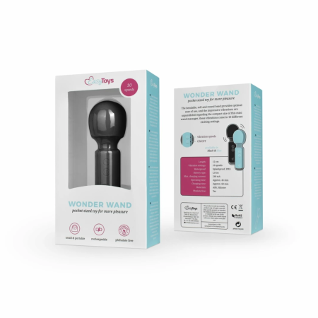 EasyToys Mini Vibe Wand Massager Black - Compact Rechargeable Model