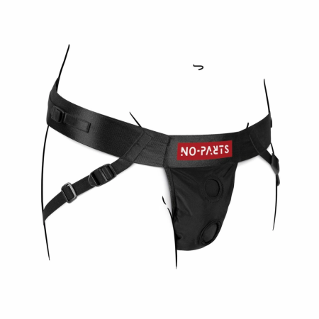 No-Parts Taylor Adjustable Strap-On Harness Double O-Ring System, Black