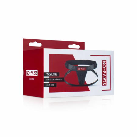 No-Parts Taylor Adjustable Strap-On Harness Double O-Ring System, Black