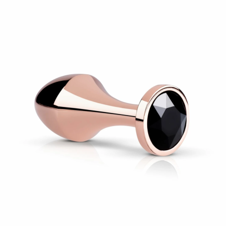 Rosy Gold Nouveau Geometric Anal Plug with Black Crystal Accent