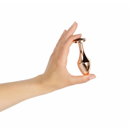 Rosy Gold Nouveau Geometric Anal Plug with Black Crystal Accent