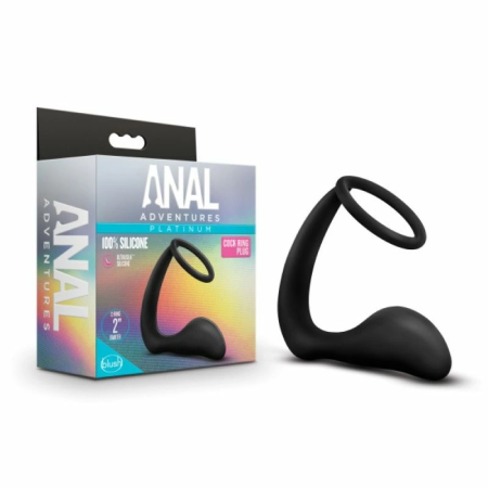 Blush Anal Adventures Platinum Silicone Plug & Performance Ring, Black