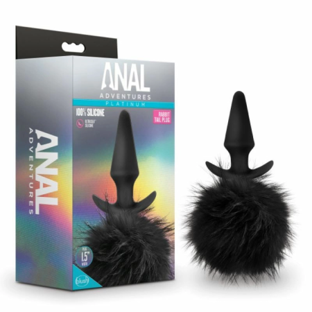Blush Anal Adventures Platinum Rabbit Tail Plug Silicone Black S