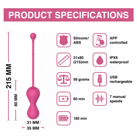 Magic Motion Smart Kegel Master Balls Pink - App-Controlled Trainer