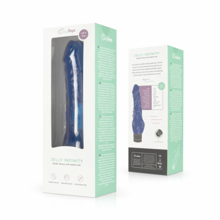 Jelly Infinity Vibrator Blue - Flexible Silicone Model with Veined Texture