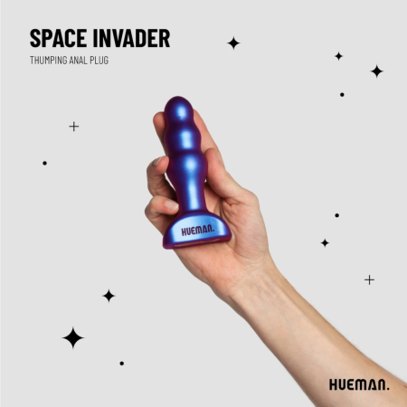 Hueman Space Invader Vibrating & Thrusting Silicone Plug - 4 Modes, Waterproof