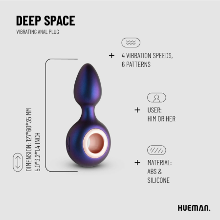 Hueman Deep Space Vibrating Plug Silicone 10 Modes Black