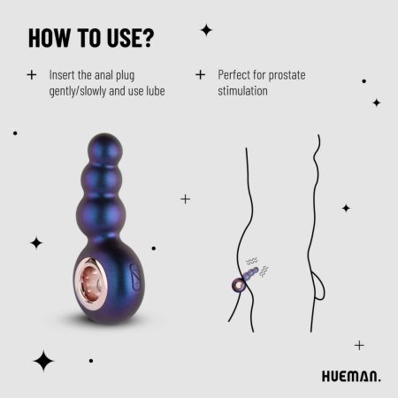 Hueman Outer Space Silicone Vibrating Anal Plug with 10 Modes