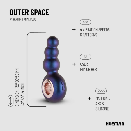 Hueman Outer Space Silicone Vibrating Anal Plug with 10 Modes