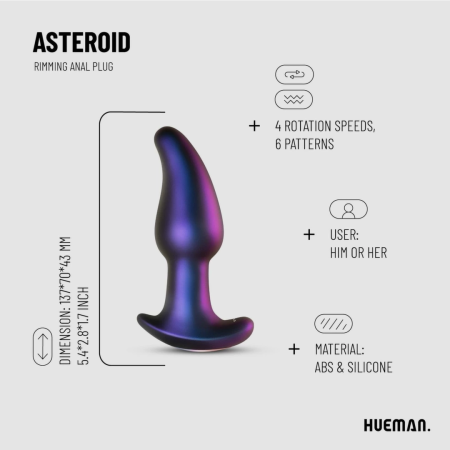 Hueman Asteroid Rotating Bead Anal Plug with Remote - Purple Silicone
