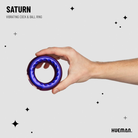 Hueman Saturn Vibrating Silicone Ring Intimate System - Rechargeable, Black