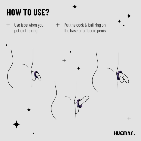 Hueman Saturn Vibrating Silicone Ring Intimate System - Rechargeable, Black