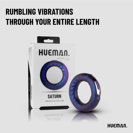 Hueman Saturn Vibrating Silicone Ring Intimate System - Rechargeable, Black