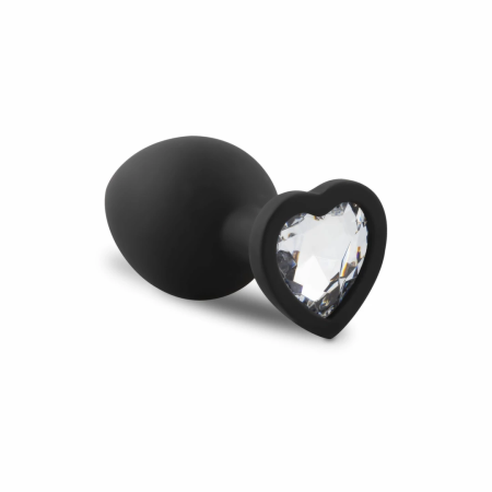 EasyToys 3-Piece Silicone Plug Set with Decorative Heart Gem, Black