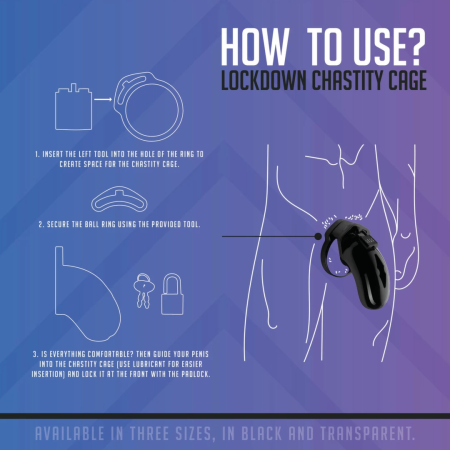 XR Brands Lockdown Secure Anatomic Cage Small with Multi-Size Rings