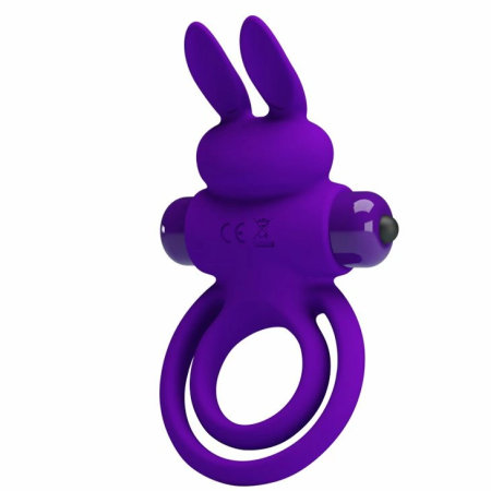 Pretty Love Vibrating Silicone Ring Bunny Design 10 Modes Black