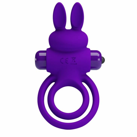 Pretty Love Vibrating Silicone Ring Bunny Design 10 Modes Black