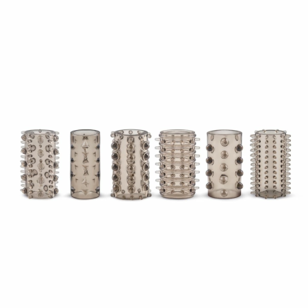 Sinner Gear Set of 6 Textured Silicone Extension Sleeves Transparent