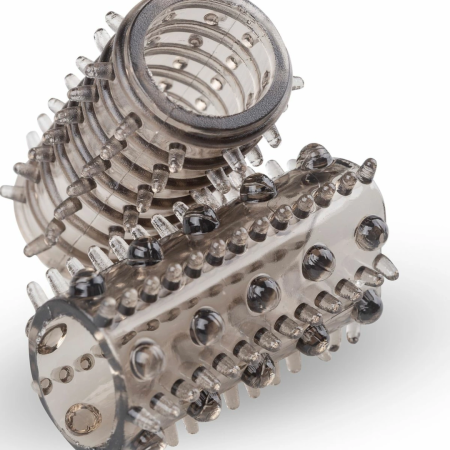 Sinner Gear Set of 6 Textured Silicone Extension Sleeves Transparent