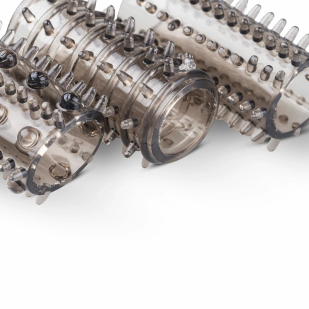 Sinner Gear Set of 6 Textured Silicone Extension Sleeves Transparent