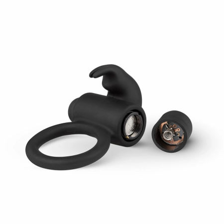 Sway Bunny Vibrating Intimacy Ring with Removable Bullet - Black